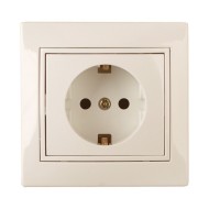 Розетка 2P+E Schuko со шторками 16А 250В IP20 Intro Plano, слоновая кость 1-206-02 (бежевый)
