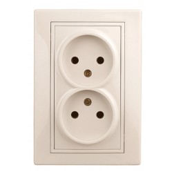 Розетка 2х2P 16А 250В IP20 Intro Plano, слоновая кость 1-204-02 (бежевый) 
