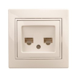 Розетка информационная 2хRJ45 IP20  Intro Plano, слоновая кость 1-304-02 (бежевый) 