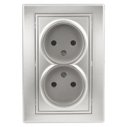 Розетка 2х2P 16А 250В IP20 Intro Plano, алюминий 1-204-03 