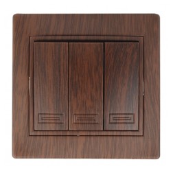 Выключатель трехклавишный 10А 250В  IP20 Intro Plano, венге 1-106-10 