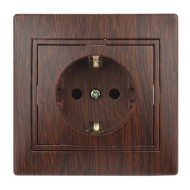 Розетка 2P+E Schuko со шторками 16А 250В IP20 Intro Plano, венге 1-206-10