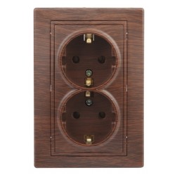 Розетка 2х2P+E Schuko 16А 250В IP20 Intro Plano, венге 1-205-10 