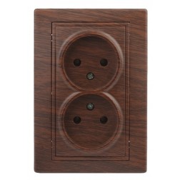 Розетка 2х2P 16А 250В IP20 Intro Plano, венге 1-204-10 