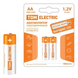 Аккумулятор AA HR6 1.2V 2300mAh Ni-MH TDM (упаковка 2шт) 