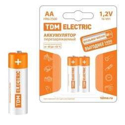 Аккумулятор AA HR6 1.2V 2500mAh Ni-MH TDM (упаковка 2шт) 