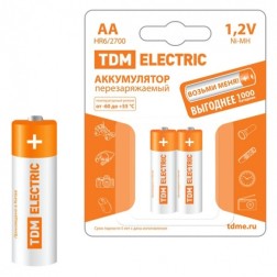 Аккумулятор AA HR6 1.2V 2700mAh Ni-MH TDM (упаковка 2шт) 