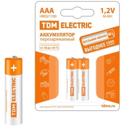 Аккумулятор AAA HR03 1.2V 1100mAh Ni-MH TDM (упаковка 2шт) 