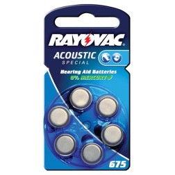 Батарейки 675/PR44 1.45V VARTA RAYOVAC ACOUSTIC для слуховых аппаратов (упаковка 6шт) 5000252003182 