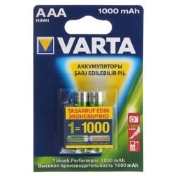 Аккумулятор AAA HR03 1.2V 1000мАч VARTA 5703 ACC.R2U/RECH.A.POWER (упаковка 2шт) 4008496773824 