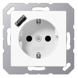 Розетка с/з и с USB-зарядным устройством тип A  Jung A Белый 