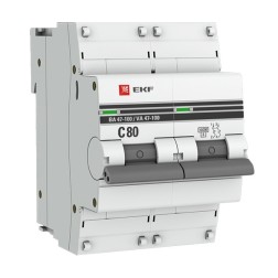 Автоматический выключатель 2P  80А (C) 10kA ВА 47-100 EKF PROxima (автомат) 
