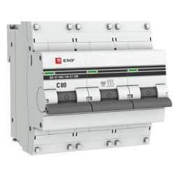 Автоматический выключатель 3P  80А (C) 10kA ВА 47-100 EKF PROxima (автомат) 