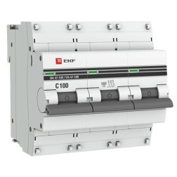 Автоматический выключатель 3P 100А (C) 10kA ВА 47-100 EKF PROxima (автомат) 