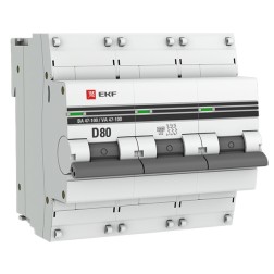Автоматический выключатель 3P  80А (D) 10kA ВА 47-100 EKF PROxima (автомат) 