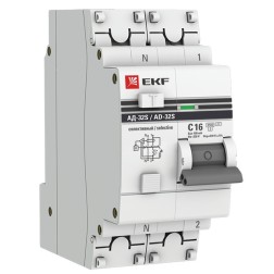 Дифференциальный автомат АД-32 (селективный) 1P+N 16А/100мА С тип АС EKF PROxima 