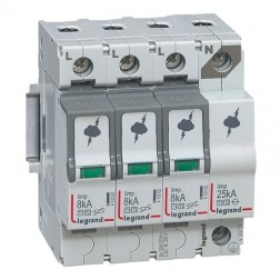 Разрядник Legrand 3P+N тип Т1+Т2 Imax 8 кА 255-320В 4 модуля 