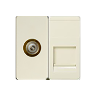 Розетка TV / RJ45 UTP 5e Simon Neos 27 Слоновая кость (в сборе) 