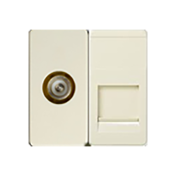 Розетка TV / RJ45 UTP 5e Simon Neos 27 Слоновая кость (в сборе) 