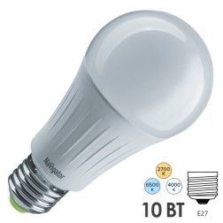 Лампа светодиодная Navigator 61 625 NLL-A60-10-230-3COLOR-E27 10W 2700-6500K 800lm 230V 