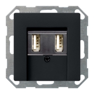 Розетка USB для зарядки устройств Gira E2 Черный матовый (в сборе) 