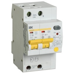 Дифференциальный автоматический выключатель селективный АД12MS 2P C20 100мА тип А 4500кА ИЭК (автомат) 