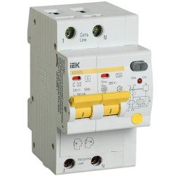 Дифференциальный автоматический выключатель селективный АД12MS 2P C32 100мА тип А 4500кА ИЭК (автомат) 