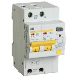 Дифференциальный автоматический выключатель селективный АД12MS 2P C25 300мА тип А 4500кА ИЭК (автомат) 