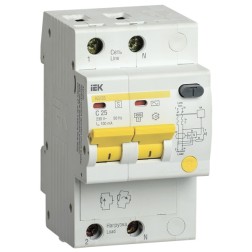 Дифференциальный автоматический выключатель селективный АД12S 2P C25 100мА тип АС 4500кА ИЭК (автомат) 