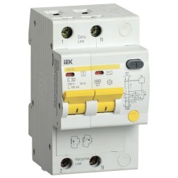 Дифференциальный автоматический выключатель селективный АД12S 2P C32 100мА тип АС 4500кА ИЭК (автомат) 