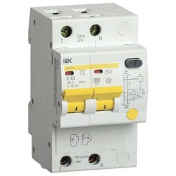 Дифференциальный автоматический выключатель селективный АД12S 2P C40 100мА тип АС 4500кА ИЭК (автомат) 