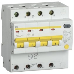 Дифференциальный автоматический выключатель селективный АД14S 4P C32 100мА тип АС 4500кА ИЭК (автомат) 