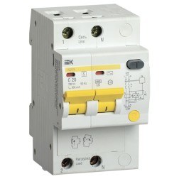 Дифференциальный автоматический выключатель селективный АД12S 2P C20 300мА тип АС 4500кА ИЭК (автомат) 