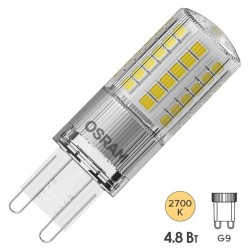 Лампа светодиодная Osram P PIN 50 4.8W (50W) 827 G9 CL 600Lm d18x58mm теплый свет 