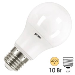 Лампа Gauss LED A60 10W E27 880lm 2700K step dimmable 1/10/50 