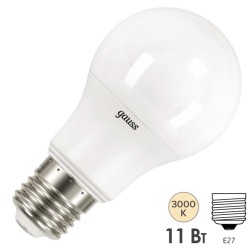 Лампа Gauss LED A60-dim E27 11W 960lm 3000К диммируемая 1/10/50 