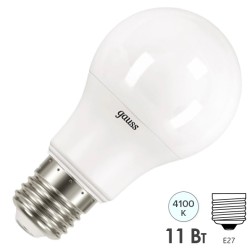 Лампа Gauss LED A60-dim E27 11W 990lm 4100К диммируемая 1/10/50 