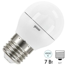 Лампа Gauss LED Шар E27 7W 550lm 4100K step dimmable 1/10/100 