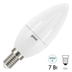 Лампа Gauss LED Свеча-dim E14 7W 590lm 4100К диммируемая 1/10/100 