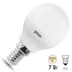 Лампа светодиодная Gauss LED Шар-dim 7W 3000К 560Lm диммируемая E14 