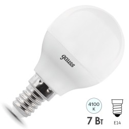 Лампа светодиодная Gauss LED Шар-dim 7W 4100К 590Lm диммируемая E14 