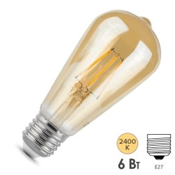 Лампа Gauss LED Filament ST64 6W 2400К Golden 550Lm E27 