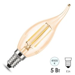 Лампа Gauss LED Filament Свеча на ветру E14 5W 420lm 4100K Golden 1/10/50 