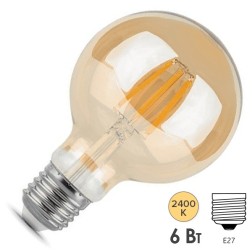 Лампа Gauss LED Filament G95 E27 6W Golden 550lm 2400K 1/20 