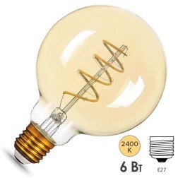 Лампа Gauss LED Filament G95 Flexible E27 6W Golden 360lm 2400К 1/20 