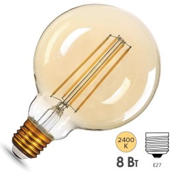 Лампа Gauss LED Filament G95 E27 8W Golden 740lm 2400К 1/20 