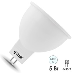 Лампа Gauss LED MR16 GU5.3-dim 5W 4100K 230V 530lm диммируемая 1/10/100 