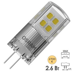 Лампа светодиодная Osram PARATHOM LED PIN 30 320° 2.6W 2700K 12V GY6.35 300Lm d14x40mm теплый свет 