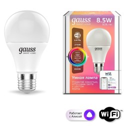 Лампа Светодиодная Gauss Smart Home RGBW E27 A60 8.5 Вт 2700-6500K 1/10/100 