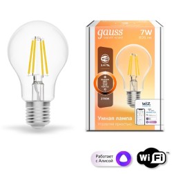 Лампа светодиодная филаментная Gauss Smart Home DIM E27 A60 7 Вт 1/10/40 